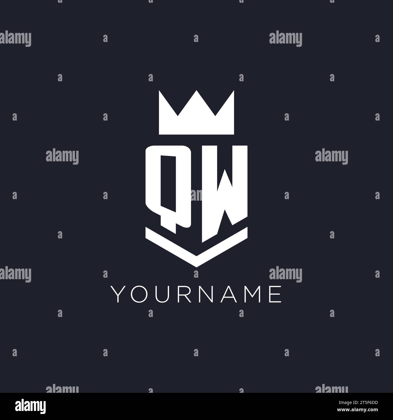 QW logo with shield and crown, initial monogram logo design ideas Stock Vector