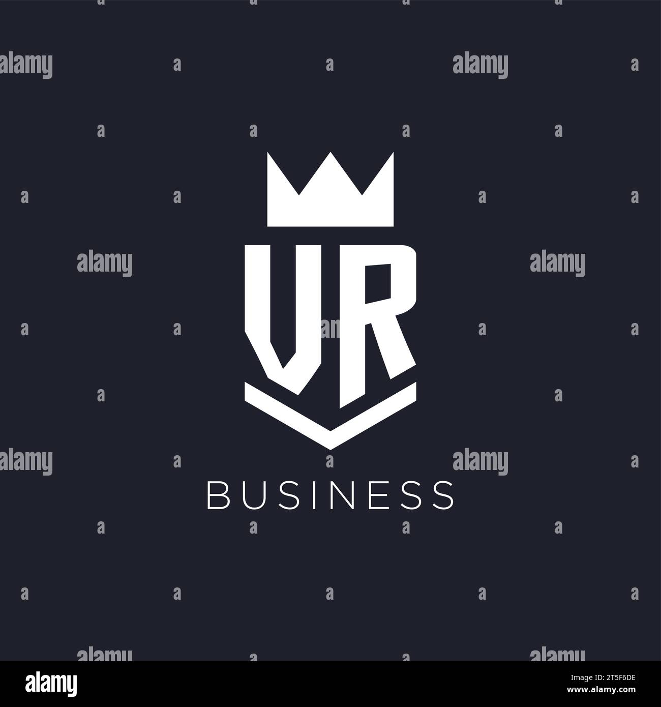 VR logo with shield and crown, initial monogram logo design ideas Stock Vector