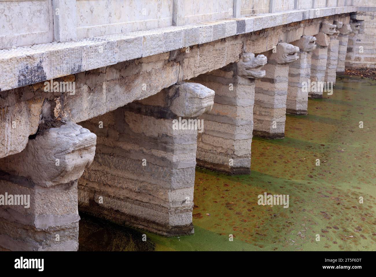 Ancient Chinese stone bridge pier Stock Photo