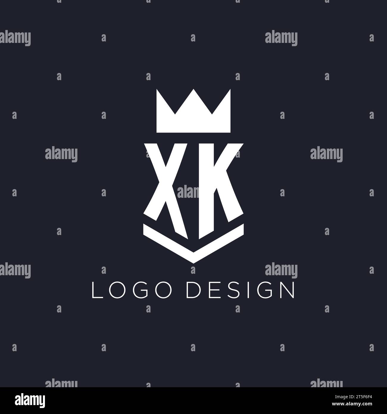 XK logo with shield and crown, initial monogram logo design ideas Stock Vector