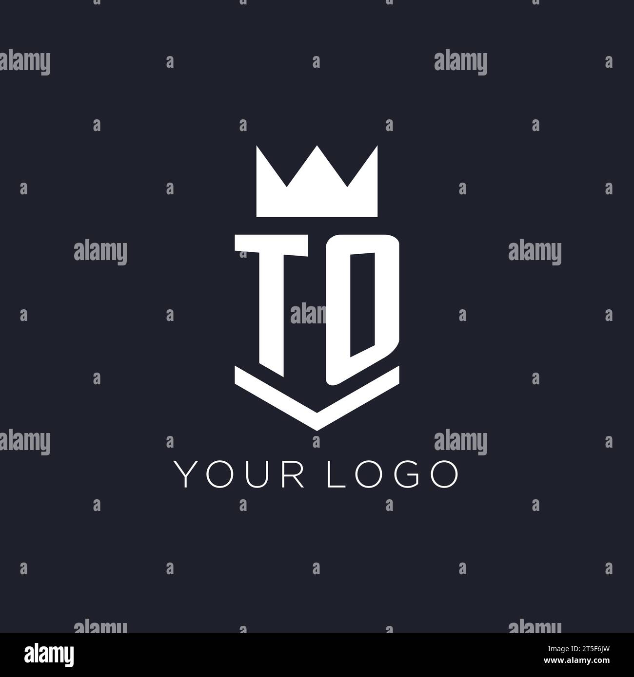 TO logo with shield and crown, initial monogram logo design ideas Stock Vector