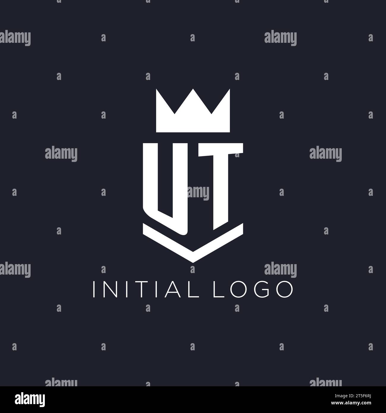 UT logo with shield and crown, initial monogram logo design ideas Stock ...