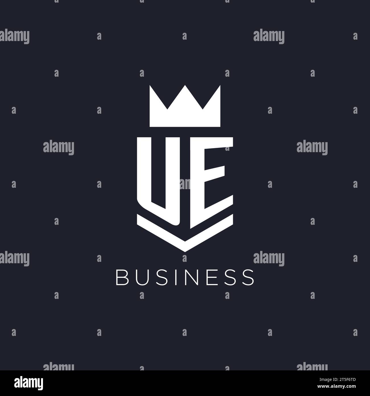 UE logo with shield and crown, initial monogram logo design ideas Stock Vector