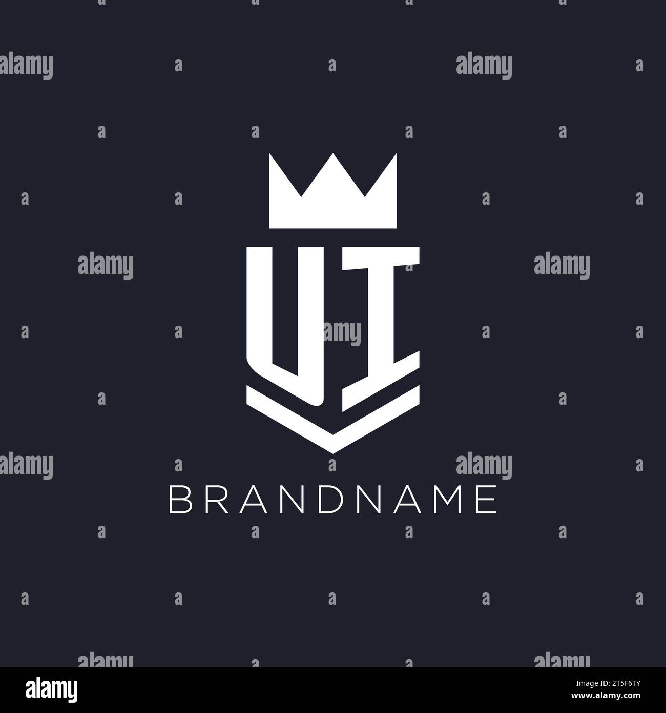 UI logo with shield and crown, initial monogram logo design ideas Stock Vector
