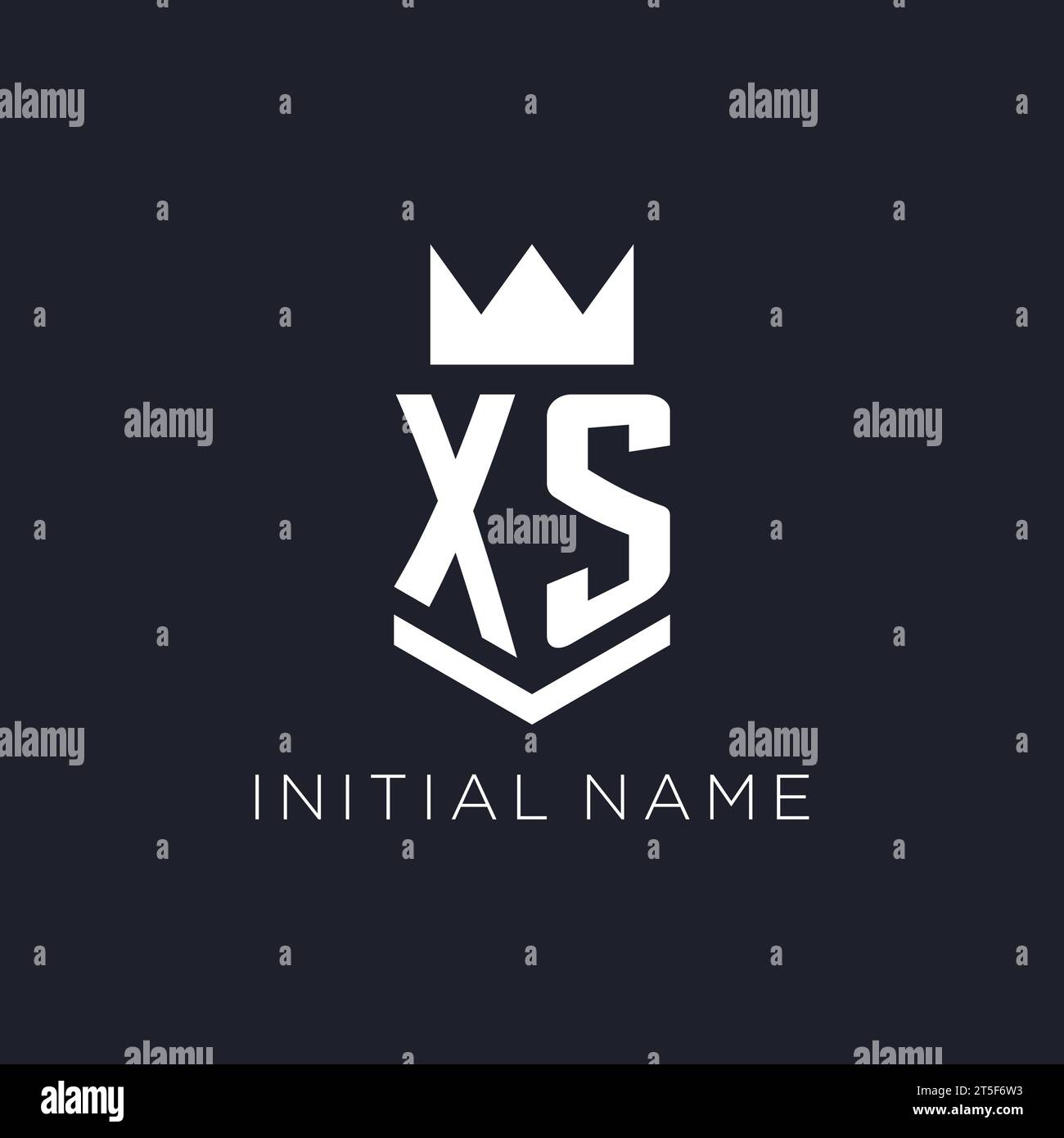 XS logo with shield and crown, initial monogram logo design ideas Stock Vector
