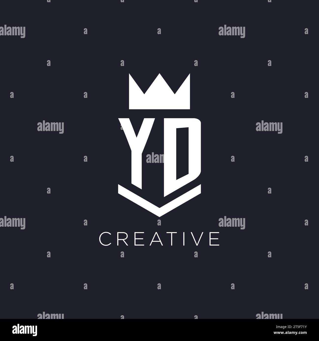 YD logo with shield and crown, initial monogram logo design ideas Stock Vector