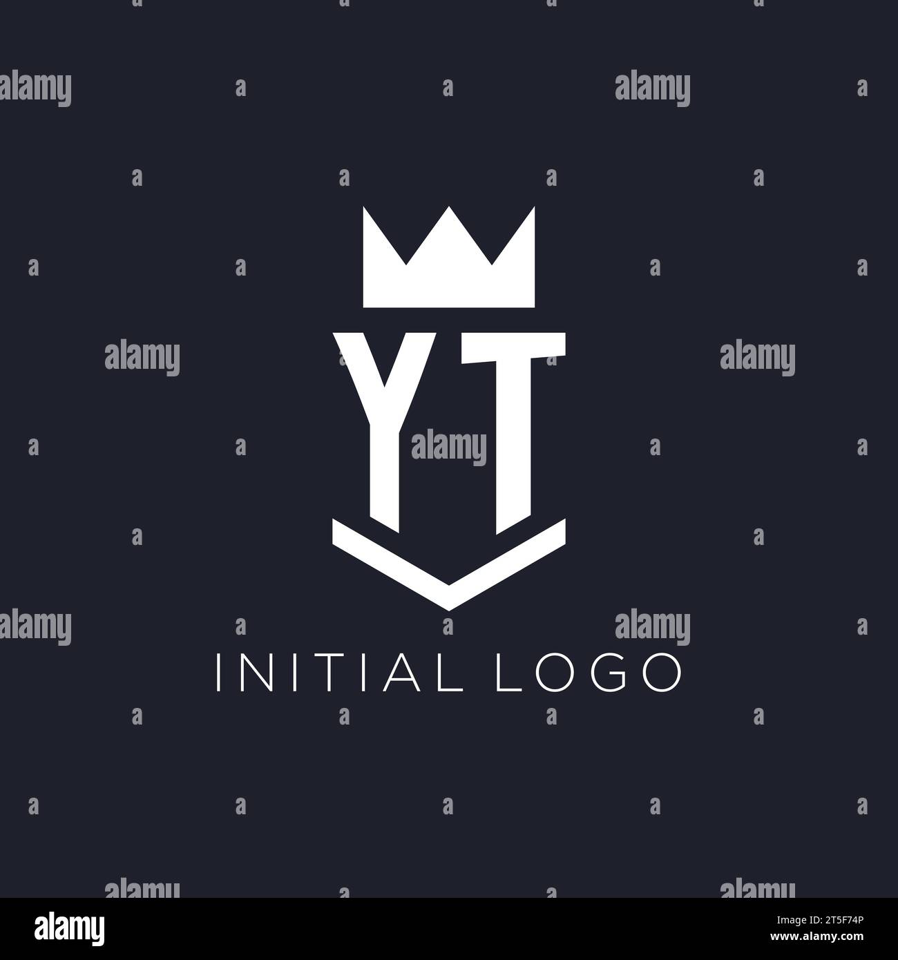 YT logo with shield and crown, initial monogram logo design ideas Stock ...