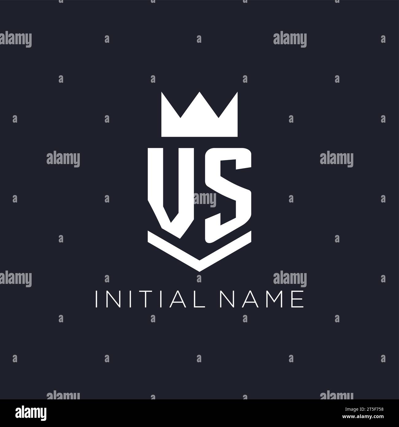VS logo with shield and crown, initial monogram logo design ideas Stock Vector