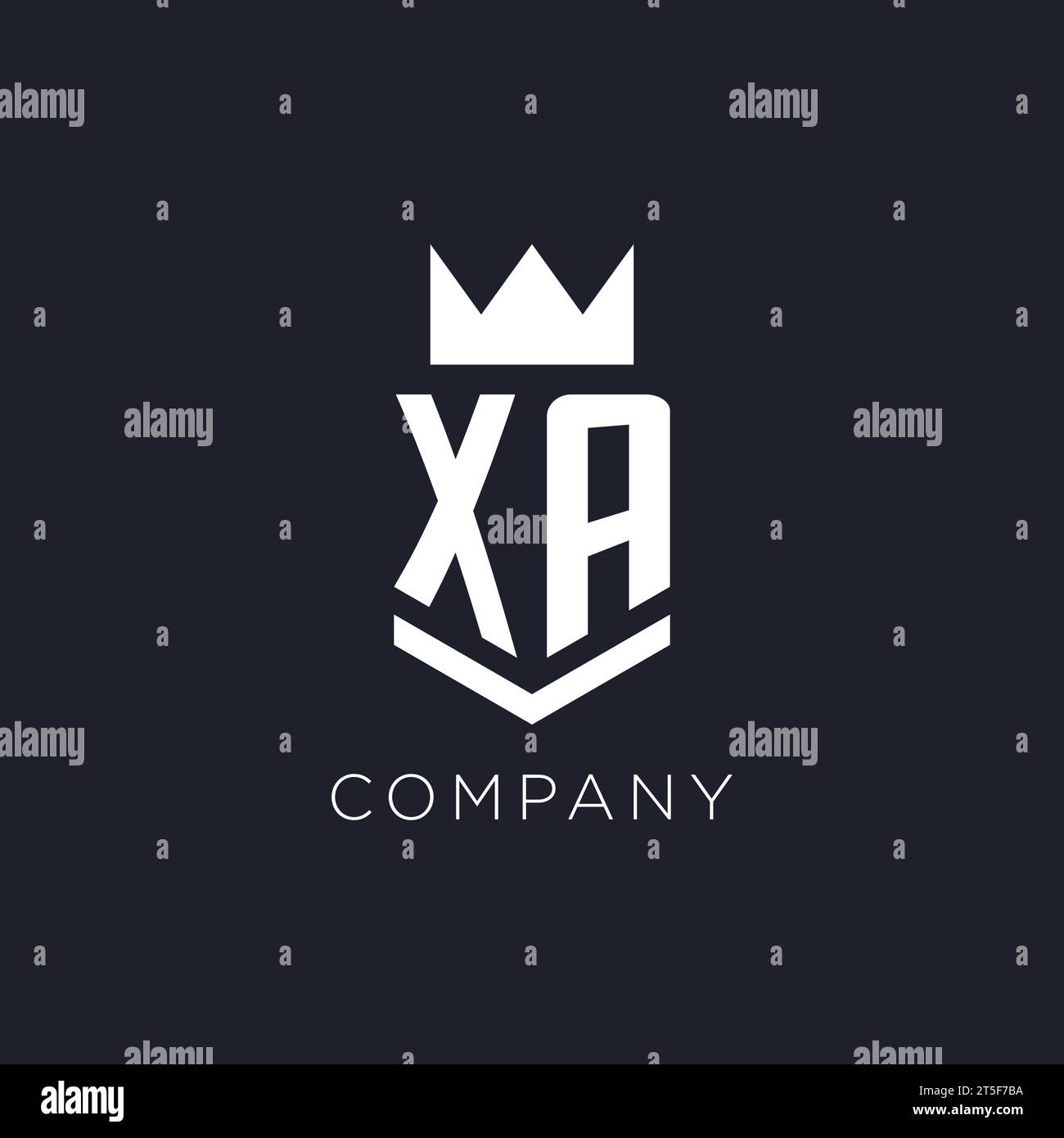 XA logo with shield and crown, initial monogram logo design ideas Stock Vector