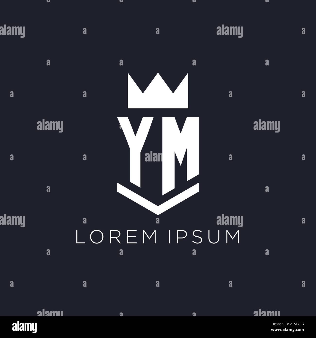 YM logo with shield and crown, initial monogram logo design ideas Stock ...