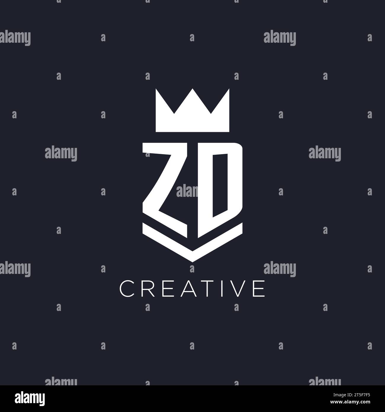 ZD logo with shield and crown, initial monogram logo design ideas Stock Vector