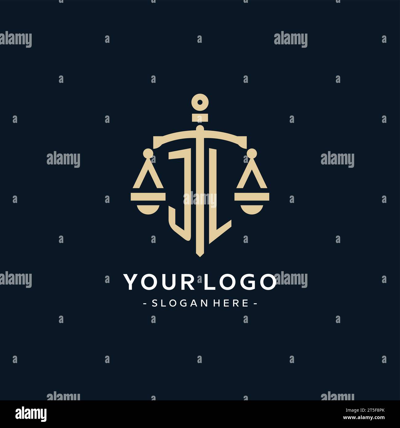JL initial logo with scale of justice and shield icon, luxury and ...