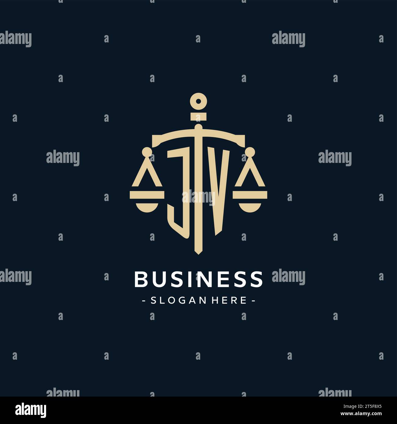 JV initial logo with scale of justice and shield icon, luxury and ...