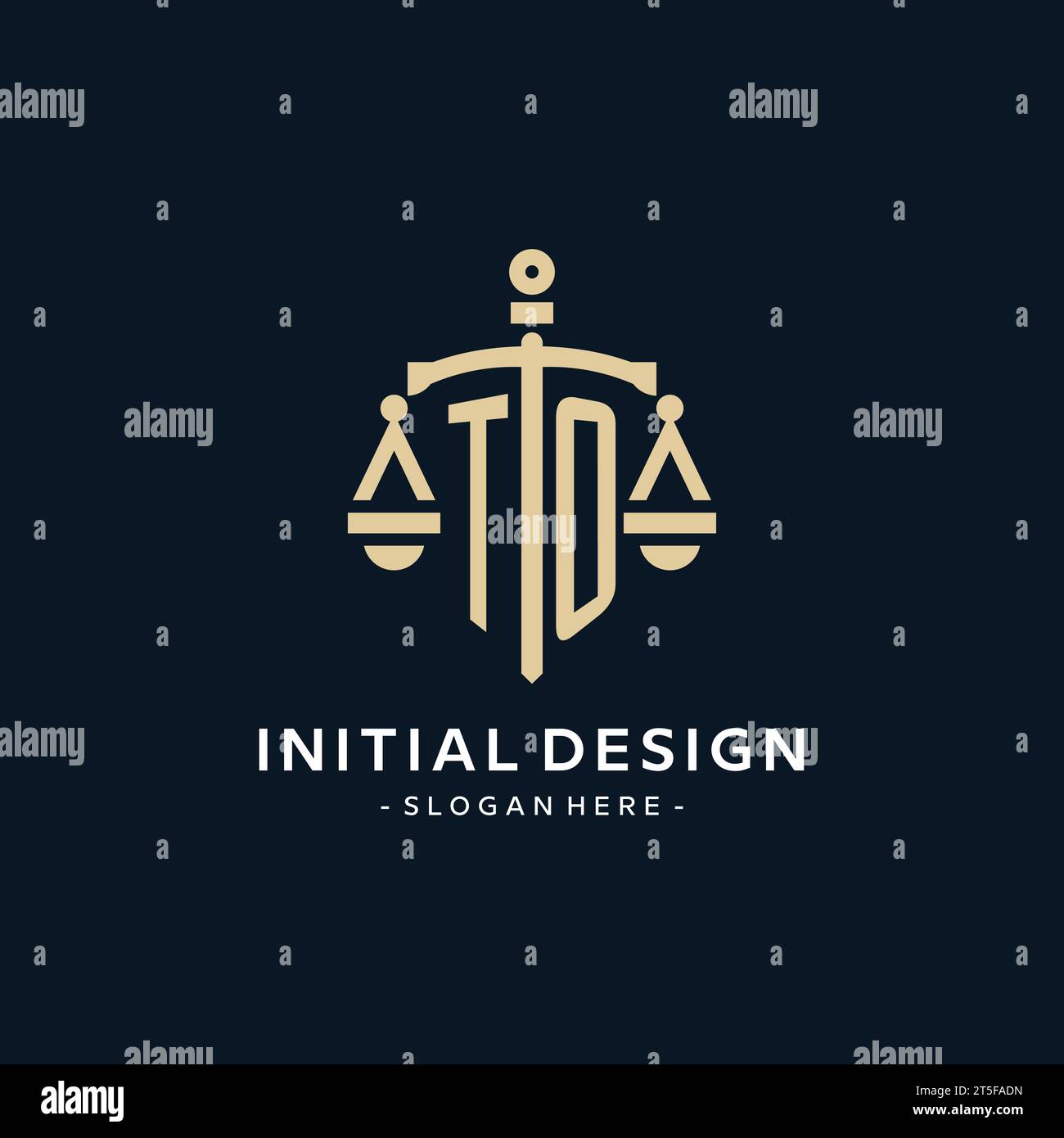 TO initial logo with scale of justice and shield icon, luxury and ...