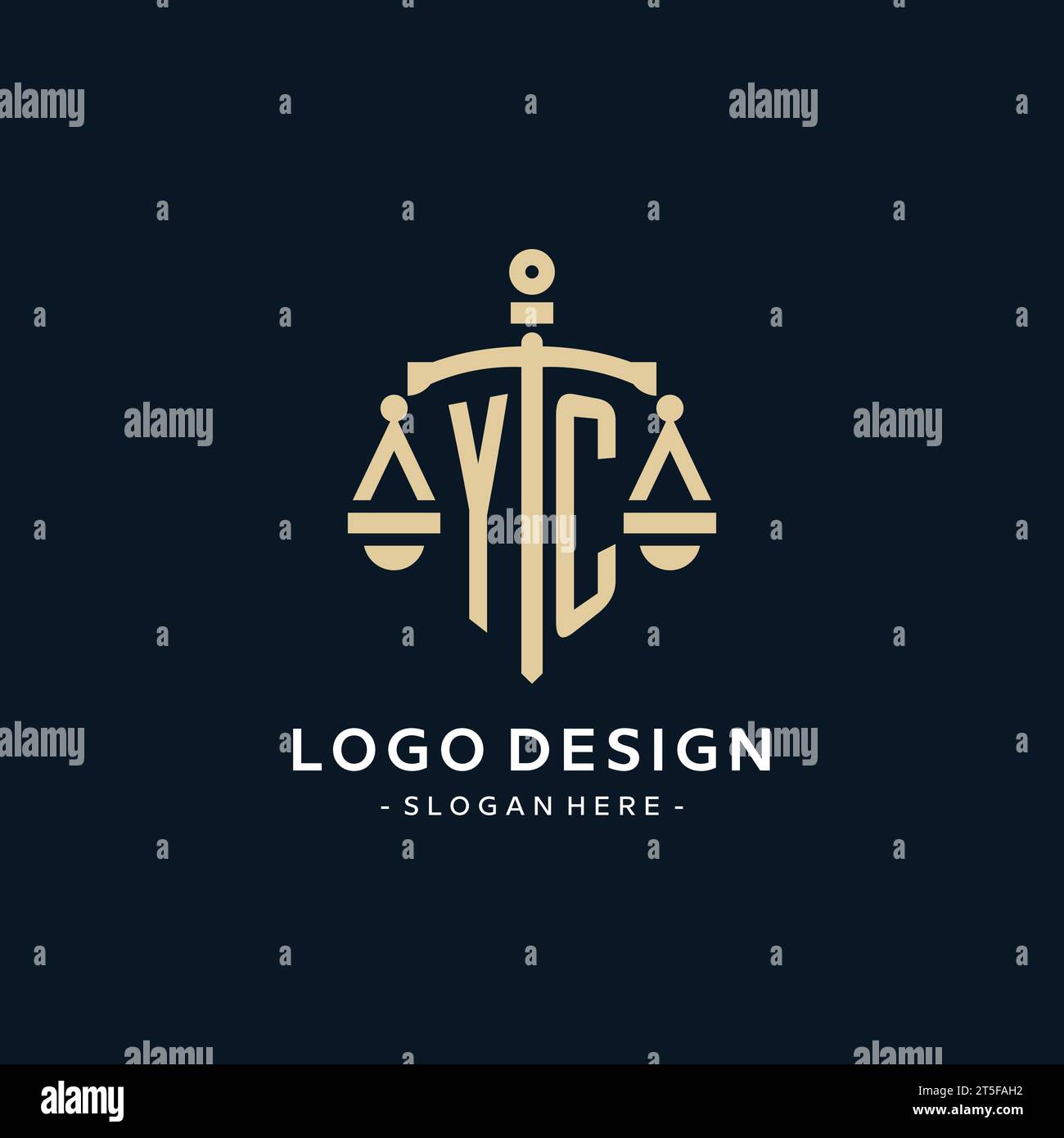 YC initial logo with scale of justice and shield icon, luxury and ...