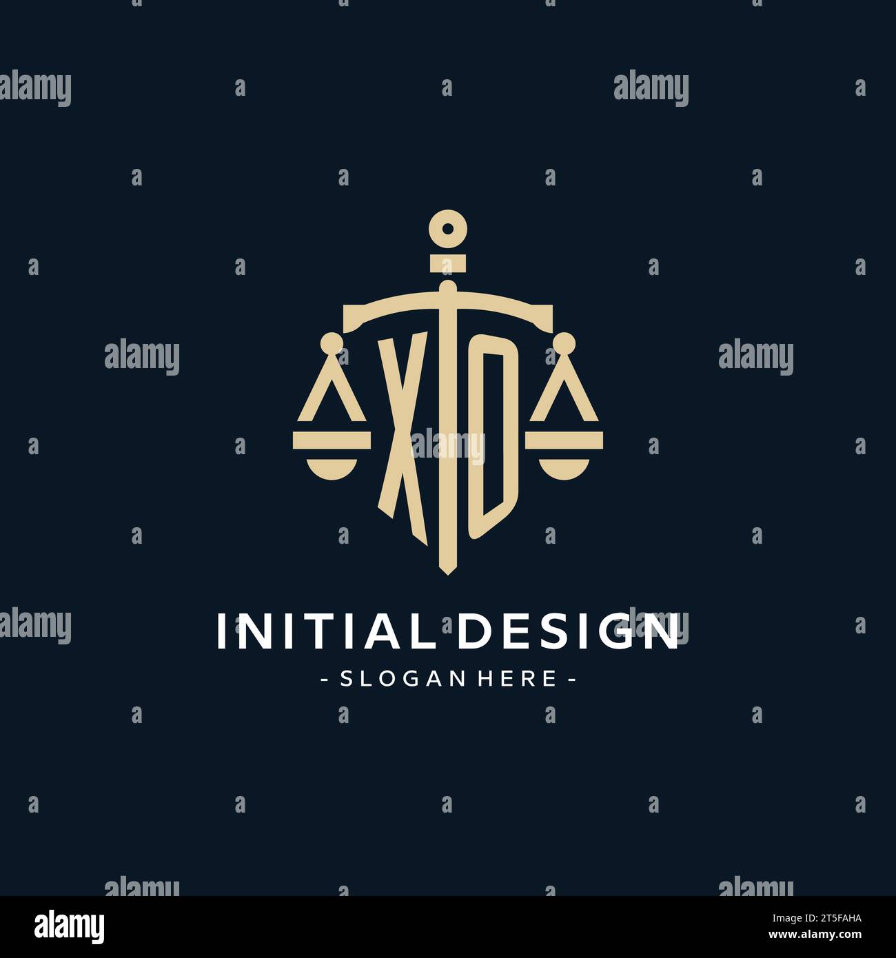 XO initial logo with scale of justice and shield icon, luxury and ...