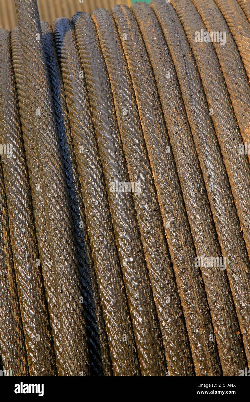 steel wire rope with sludge, closeup of photo Stock Photo - Alamy