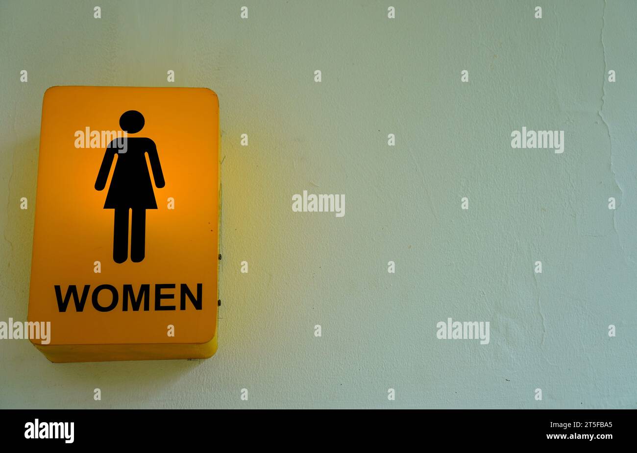 The female gender sign in close-up, adorning a clean white wall with minimalist elegance Stock Photo