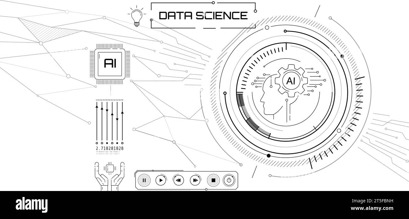 A digital interface that incorporates artificial intelligence and the latest technologies. Stock Vector