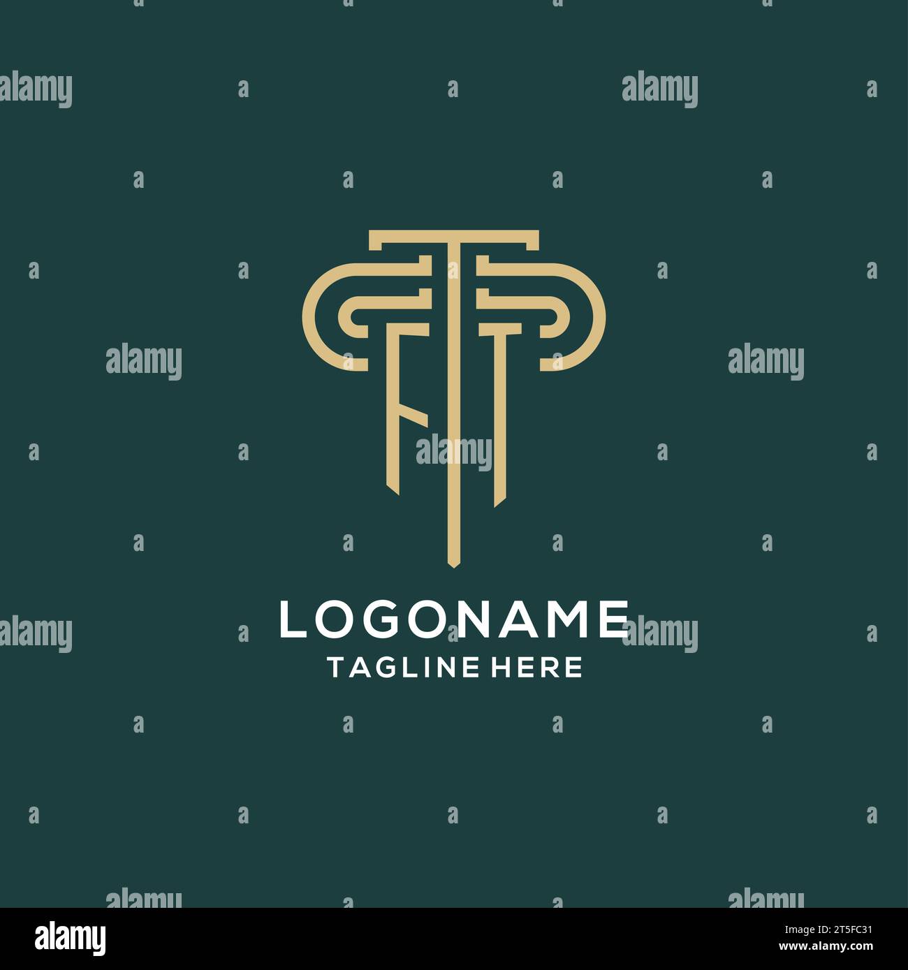 Initial FT pillar logo, elegant and luxury law firm logo vector graphic