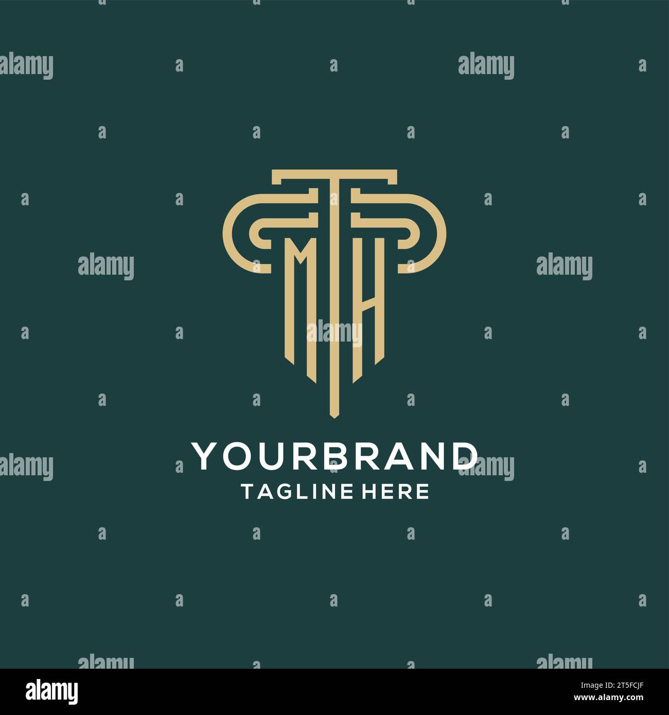 Initial MH pillar logo, elegant and luxury law firm logo vector graphic ...