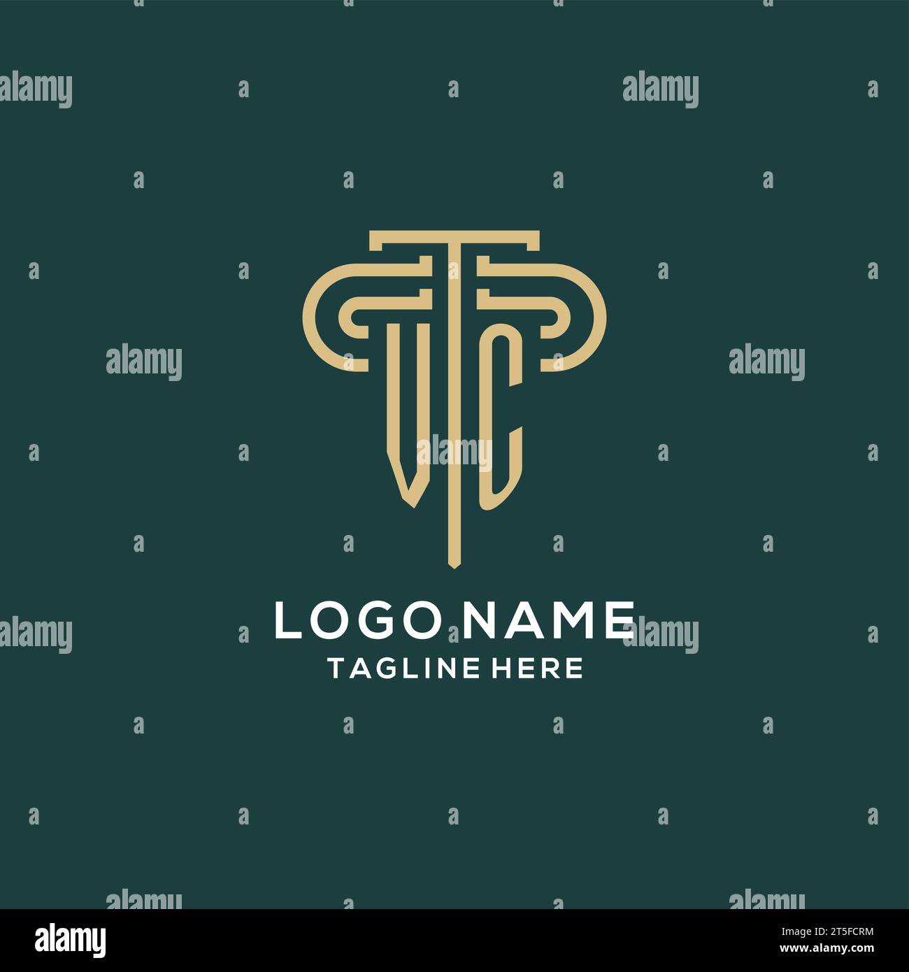 Initial VC pillar logo, elegant and luxury law firm logo vector graphic ...