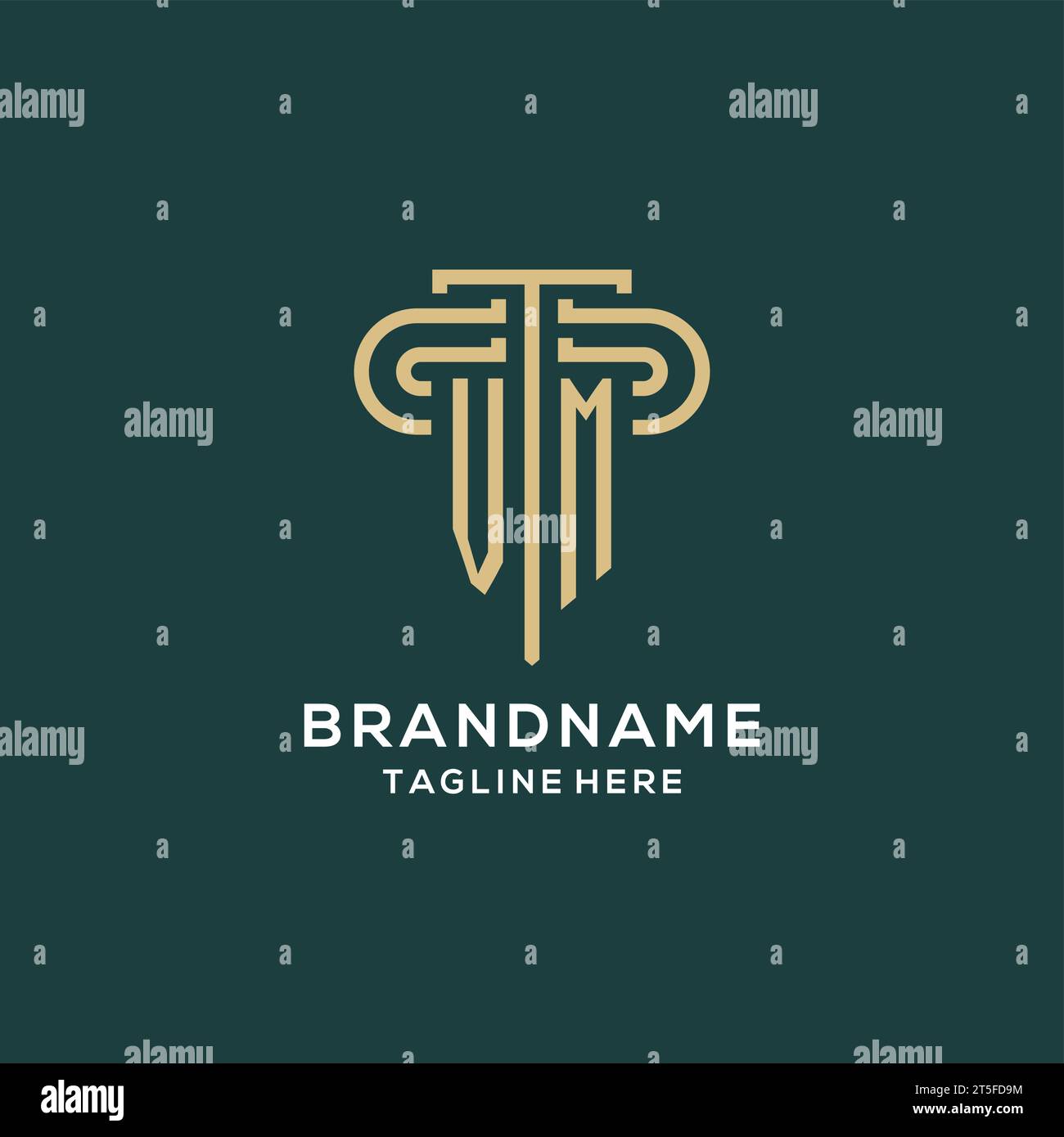 Initial VM pillar logo, elegant and luxury law firm logo vector graphic ...