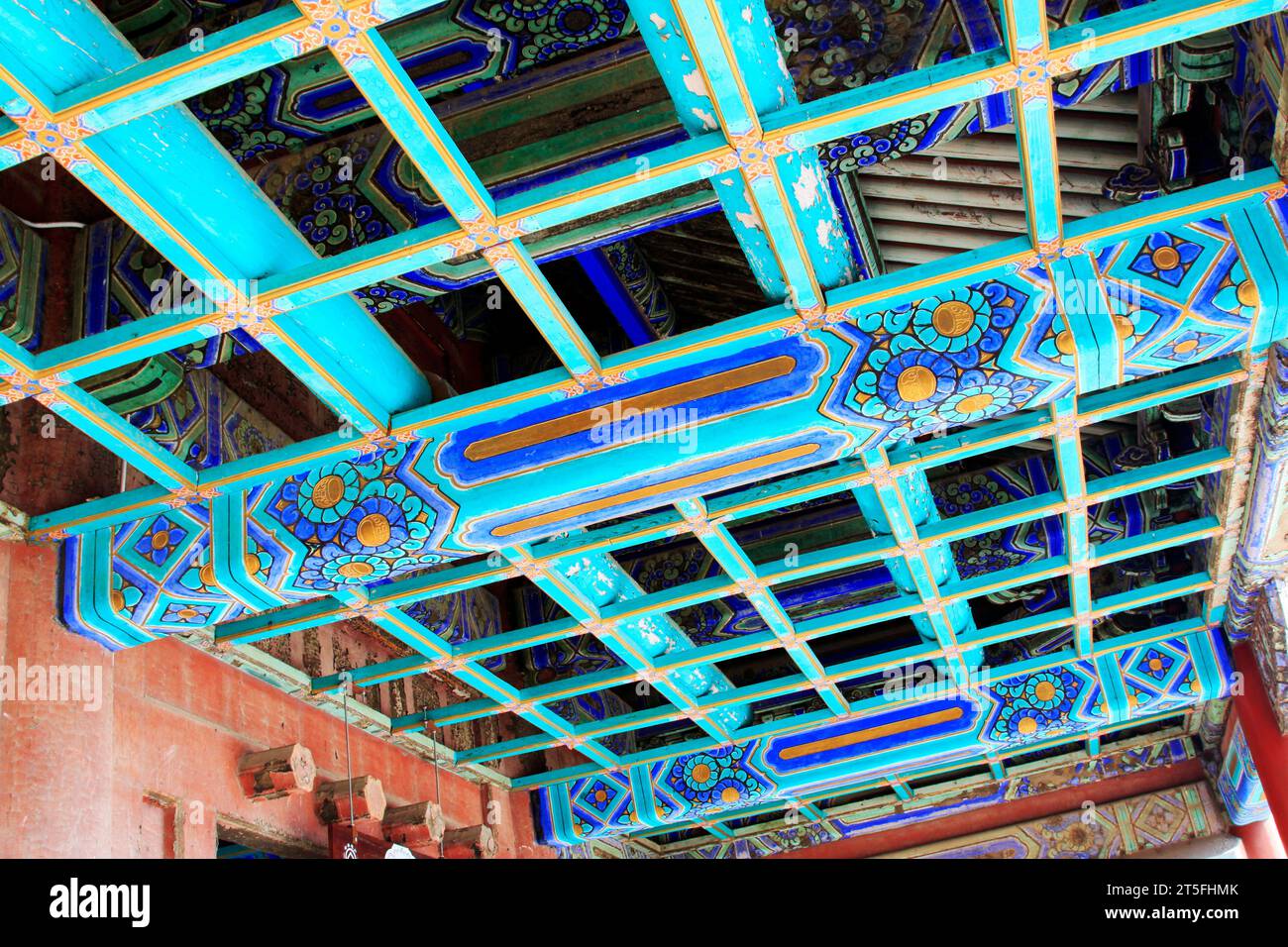 ceiling paint, Chinese traditional landscape architecture, closeup of ...