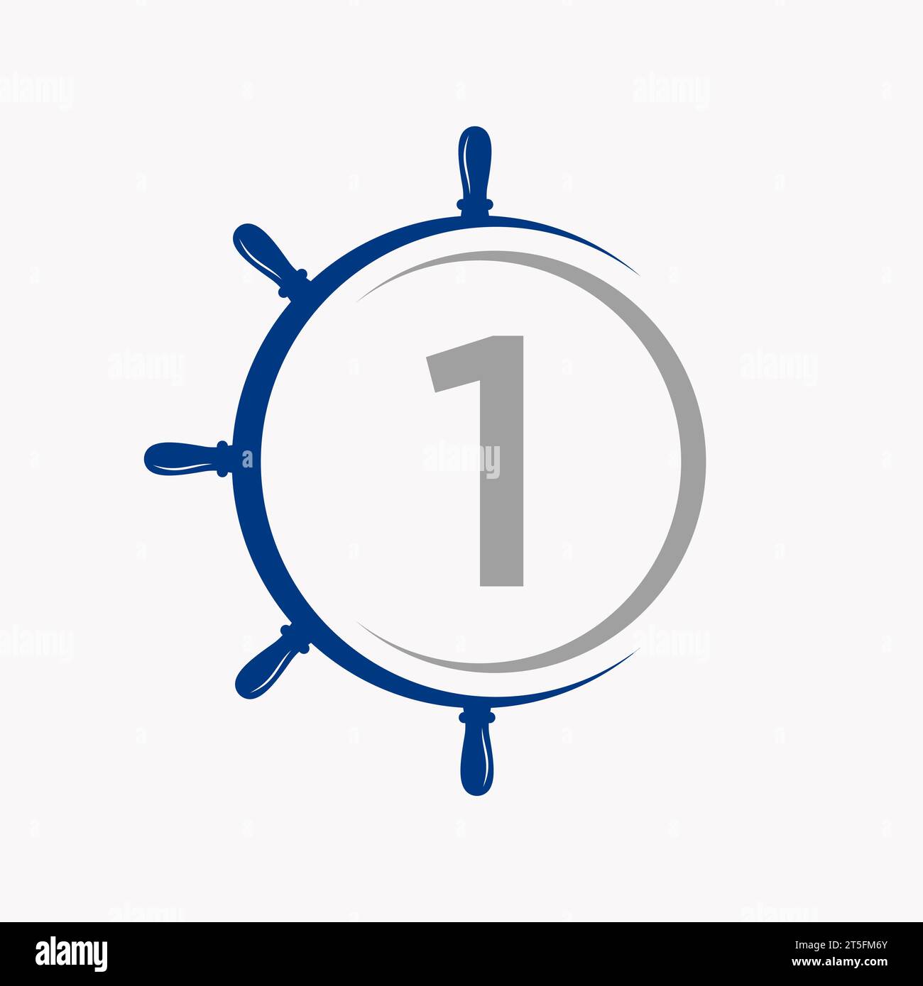 Letter 1 Ship Logo Concept With Ship Wheel Symbol Vector Template Stock ...