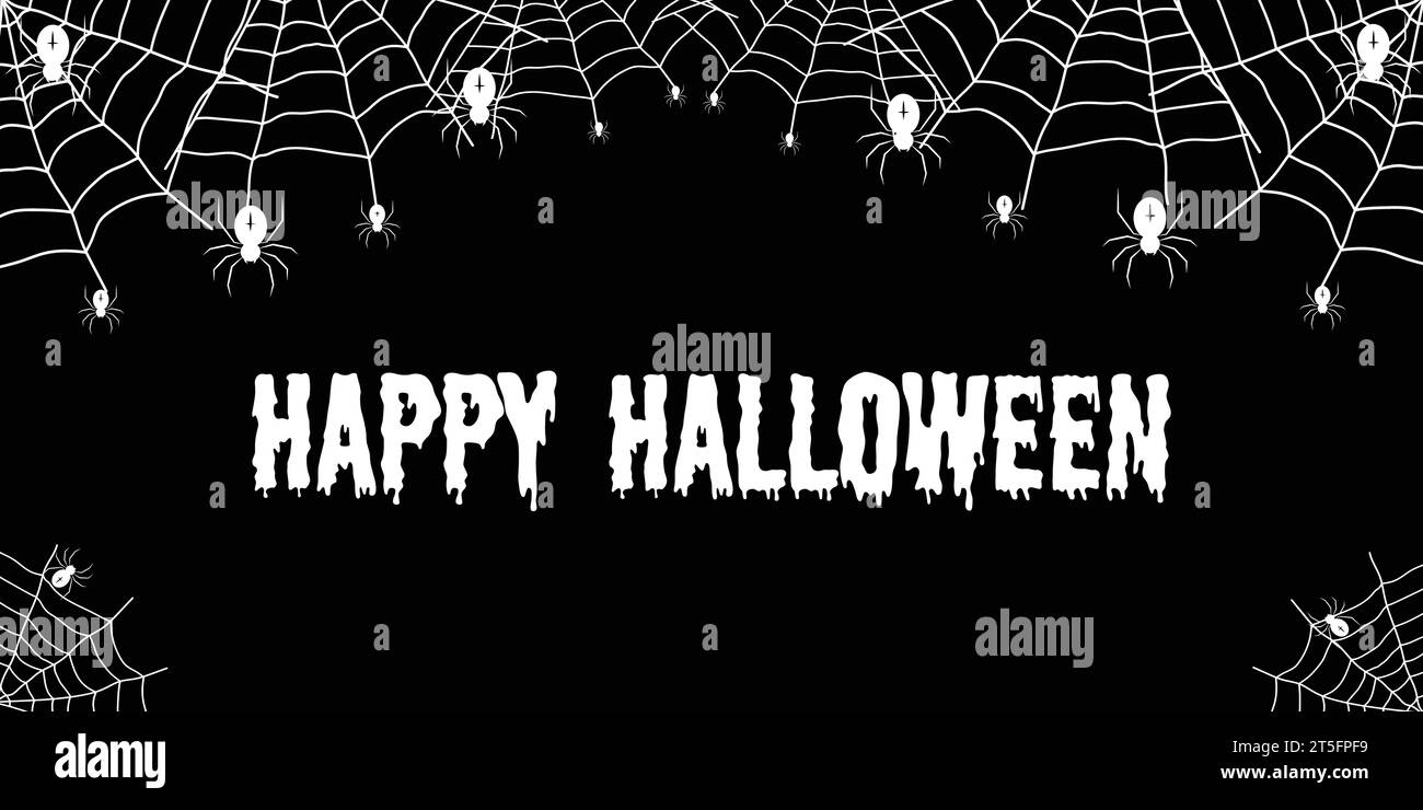Happy halloween. Vector illustration with web and spider. The scary of the halloween symbol Isolated on white. Stock Vector