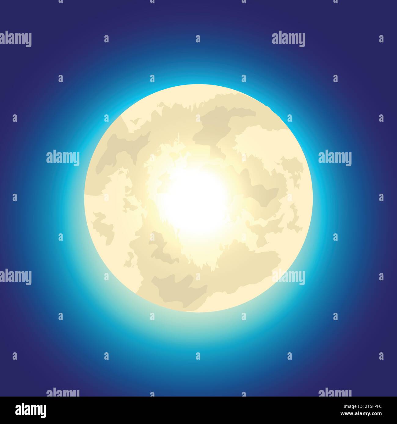 Full Moon on a Dark Blue Sky. Vector Illustration Stock Vector