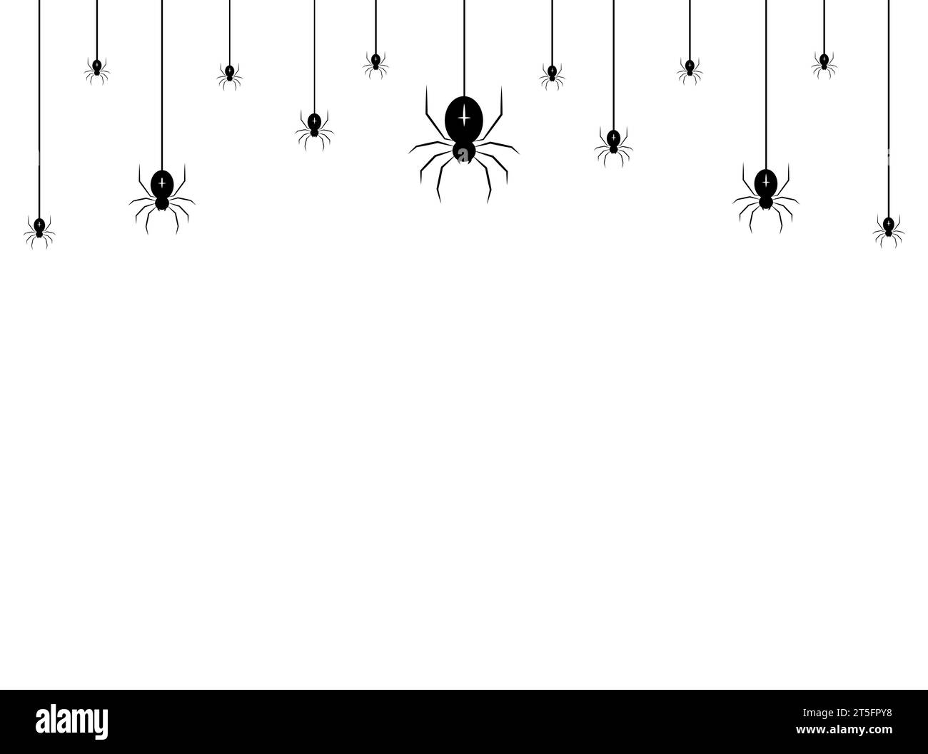 Vector realistic isolated seamless pattern with hanging spiders for decoration and covering on the white background. Creepy background for Halloween. Stock Vector