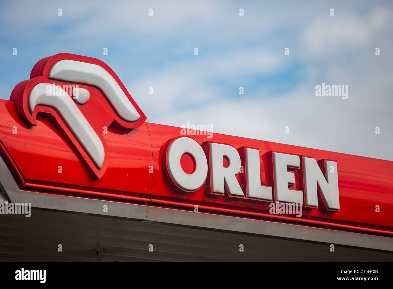 Poznan, Poland - June 11, 2022: Logotype at the Orlen gas station in Poznan, Poland. Stock Photo