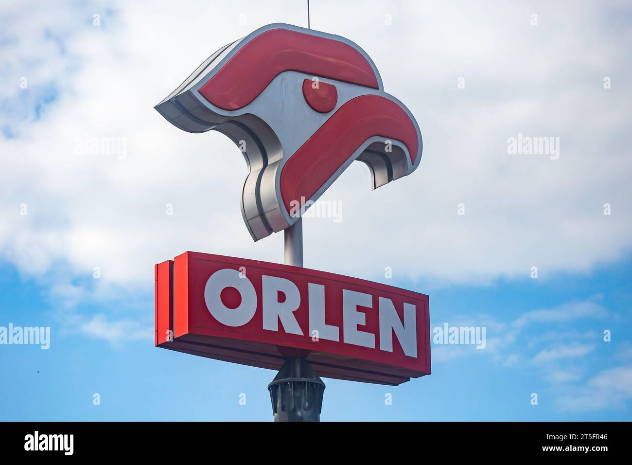 Poznan, Poland - June 11, 2022: Logotype at the Orlen gas station in Poznan, Poland. Stock Photo