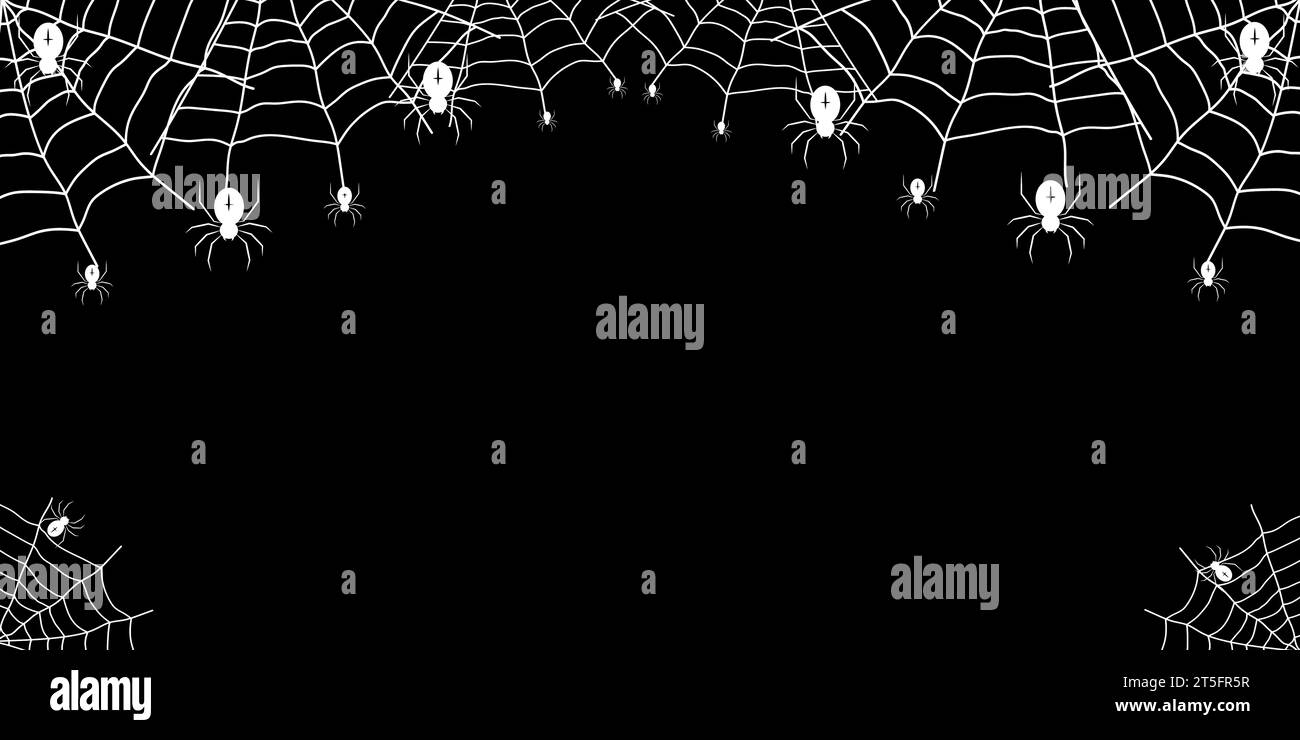 Spider and cobweb background. The scary of the halloween symbol Isolated on white vector illustration. Stock Vector