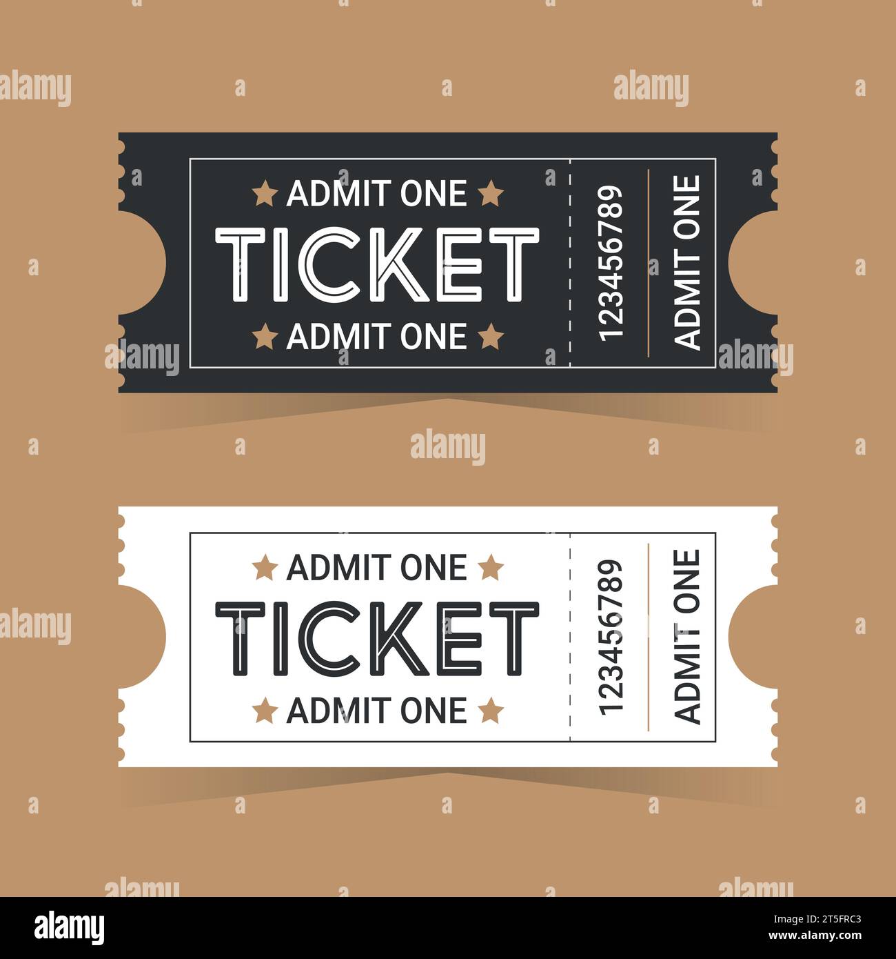 Two Part Ticket Example 2ticket for one person on a colored background. Vector stock ...