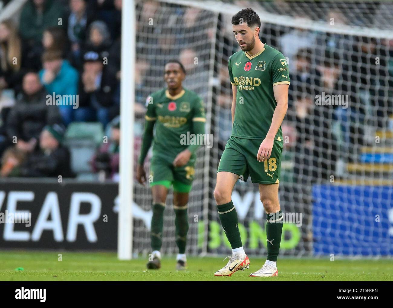 Finn Azaz #18 of Plymouth Argyle looks dejected during the Sky Bet ...