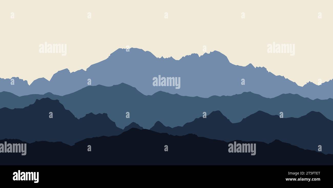 beautiful mountain landscape, abstract vector background for design, Stock Vector
