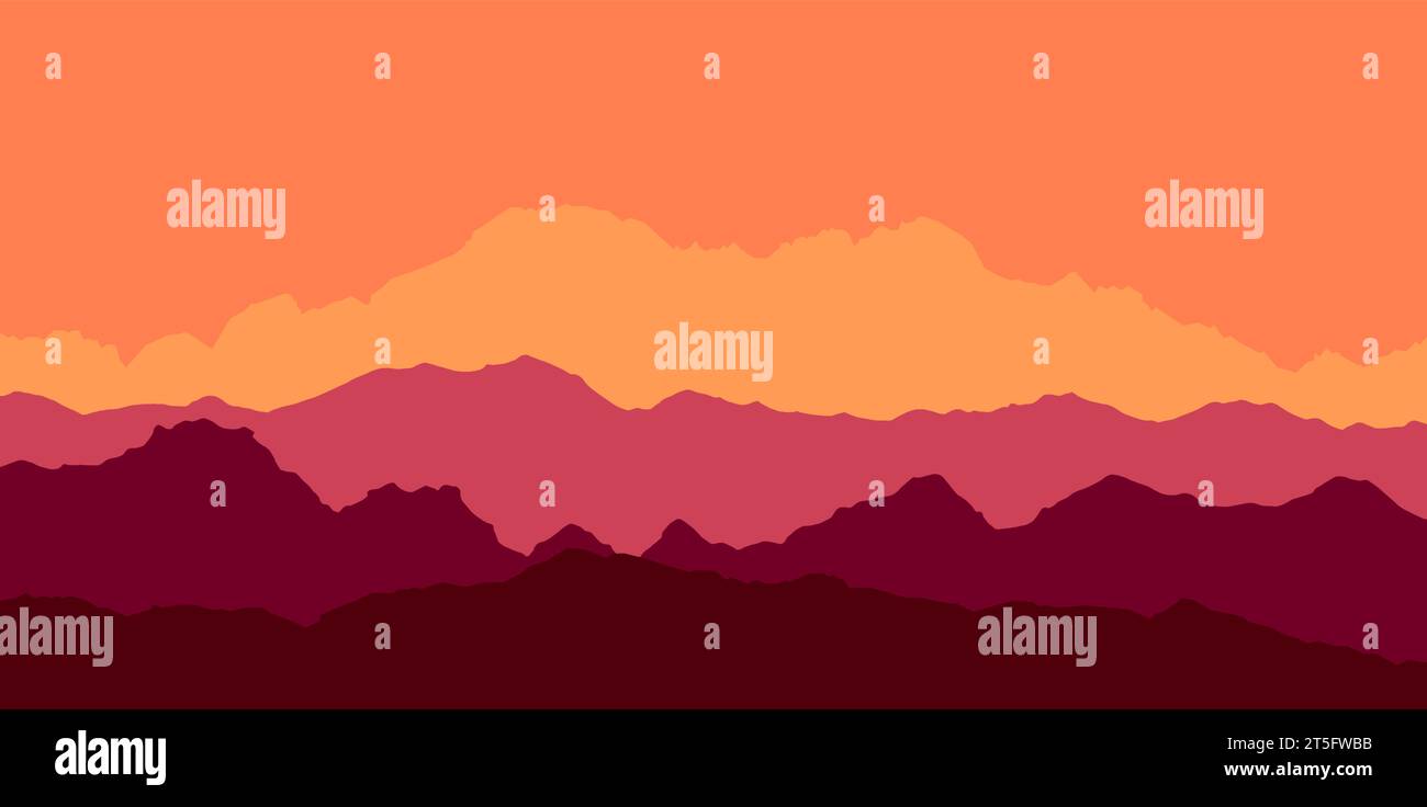 beautiful mountain landscape, abstract vector background for design, Stock Vector