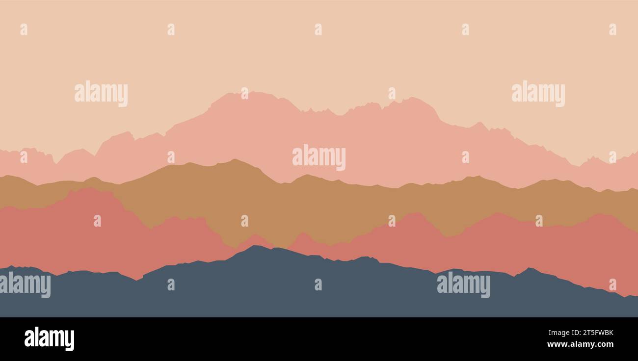 beautiful mountain landscape, abstract vector background for design, Stock Vector