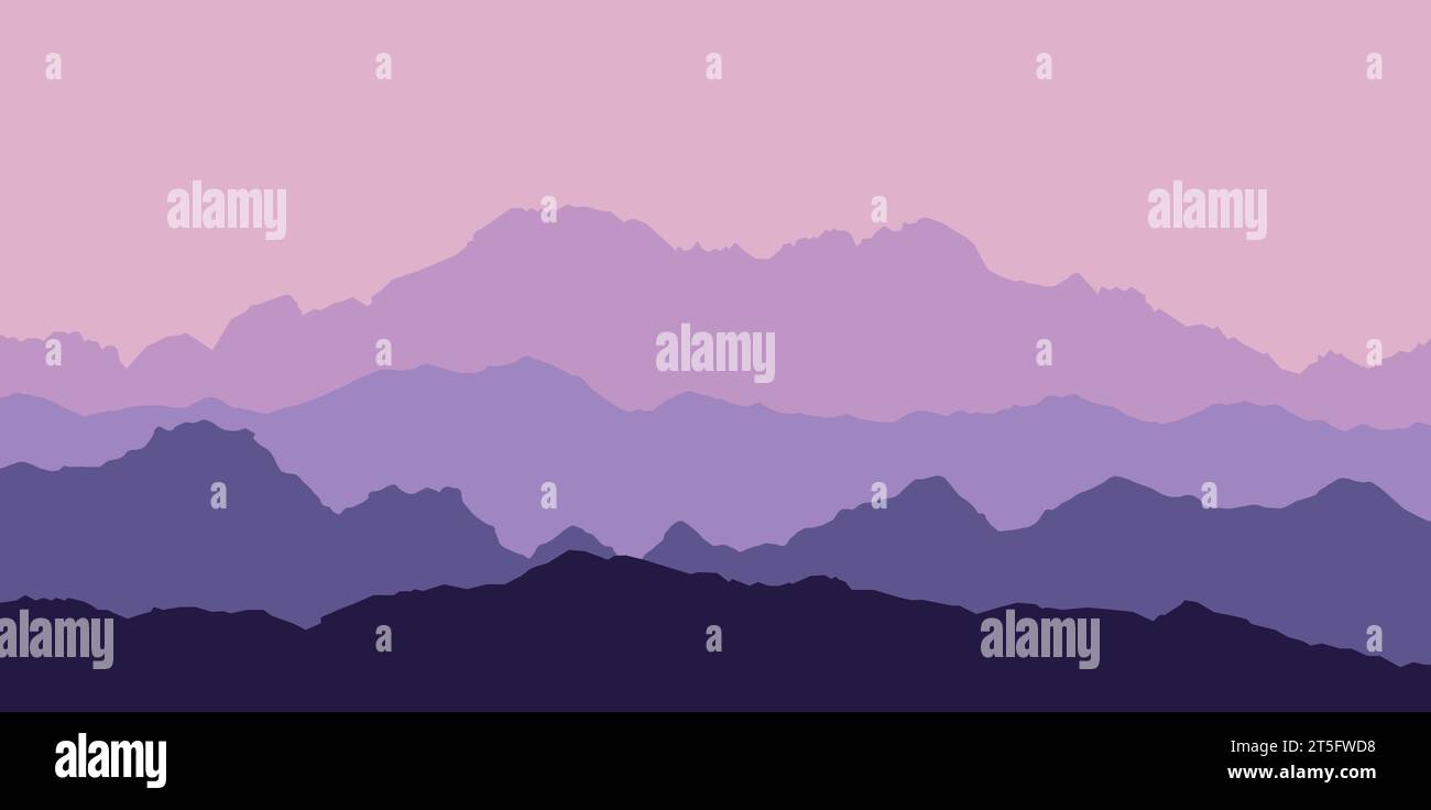 beautiful mountain landscape, abstract vector background for design, Stock Vector