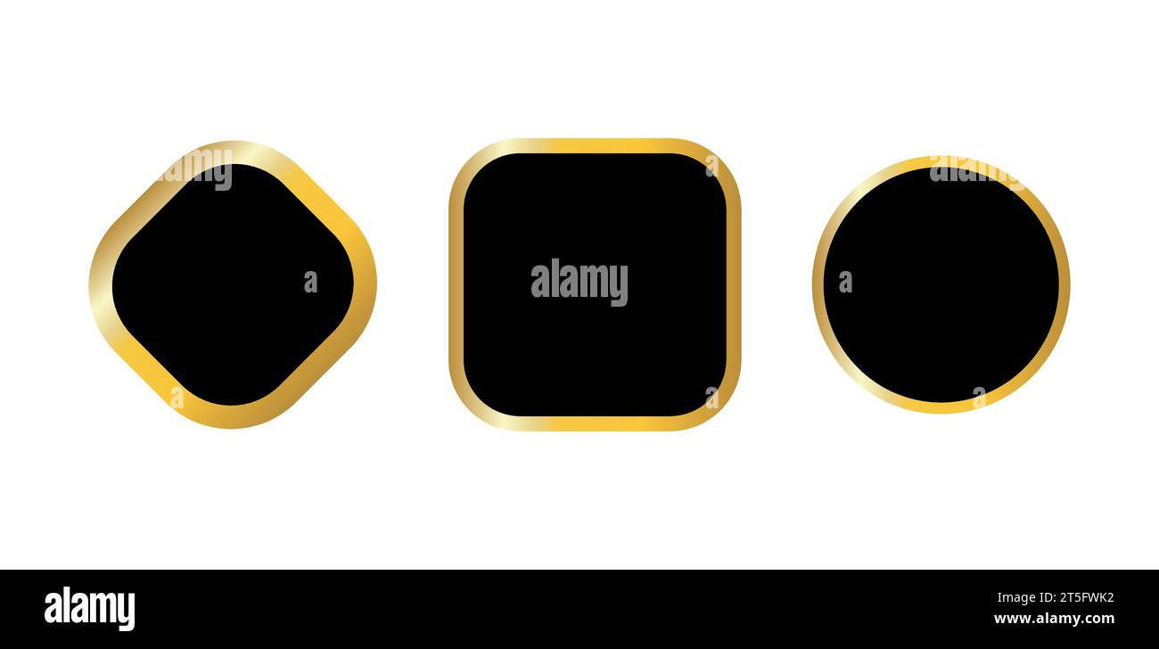 Three gold frames. Set. Vector illustration Stock Vector