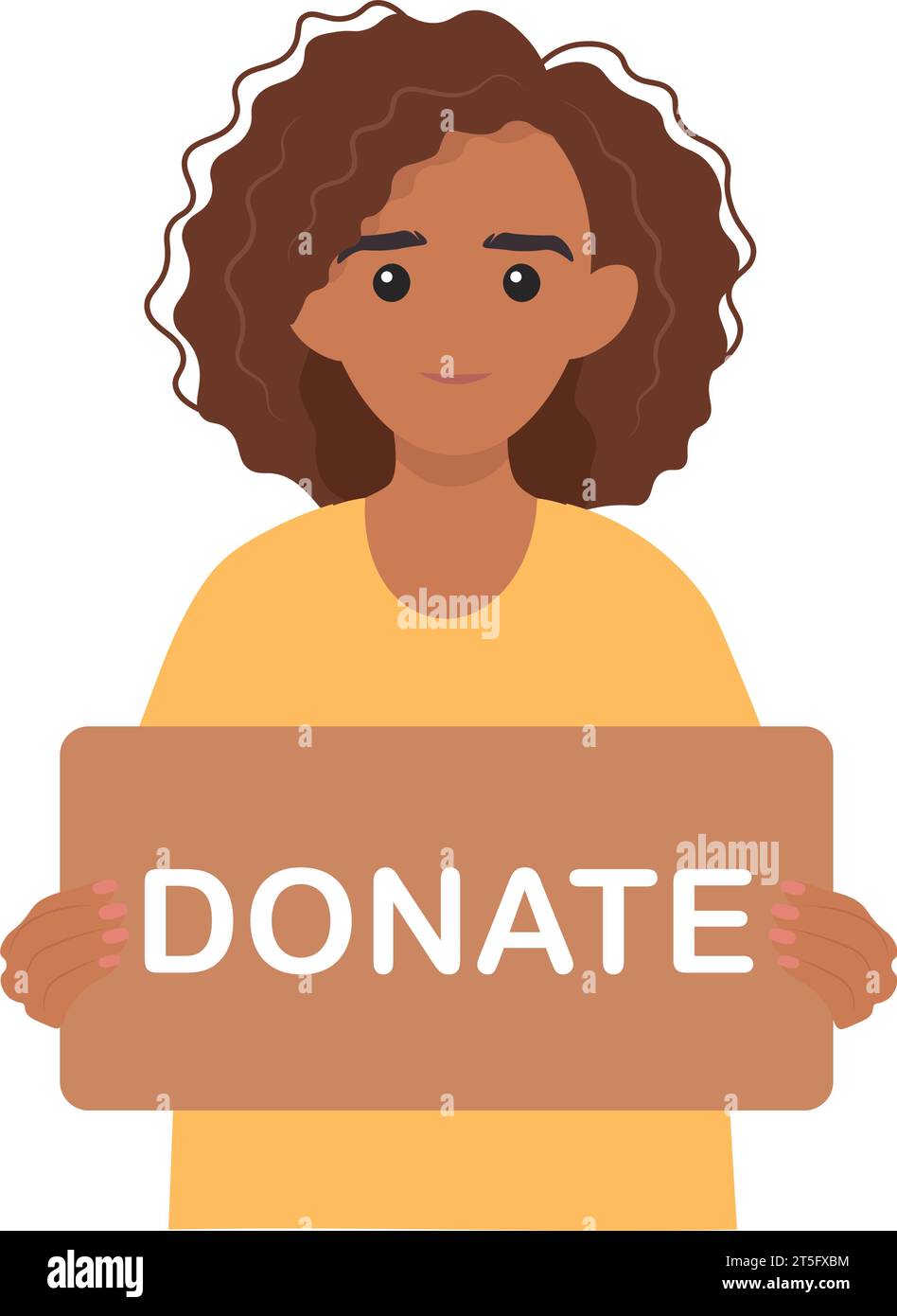 Donation and charity concept. African volunteer woman holding in hands