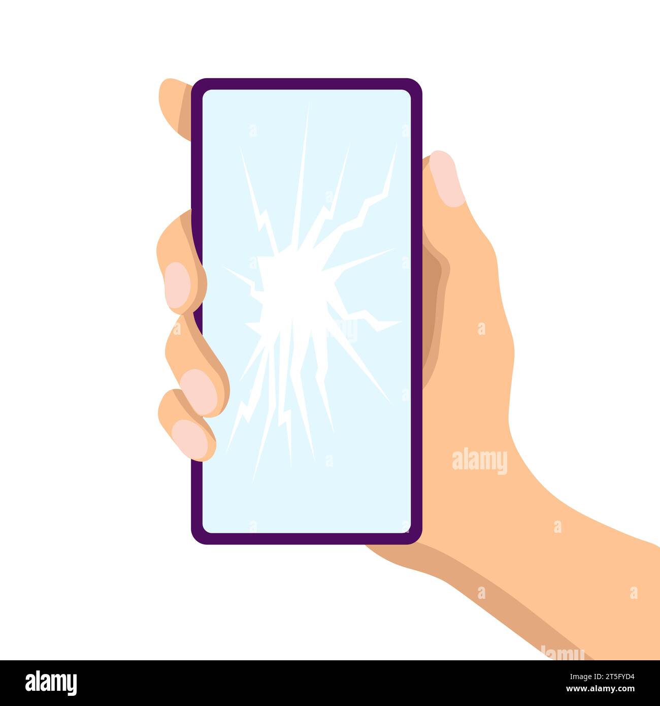 Smartphone with broken screen in your hand. Electronics repair Stock Vector
