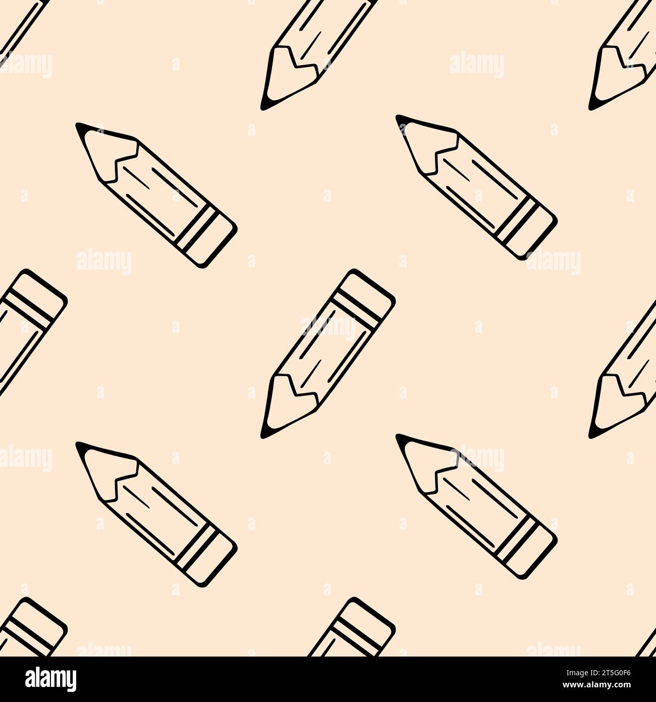 Seamless monochrome pencil  in doodle style pattern background Stock Vector