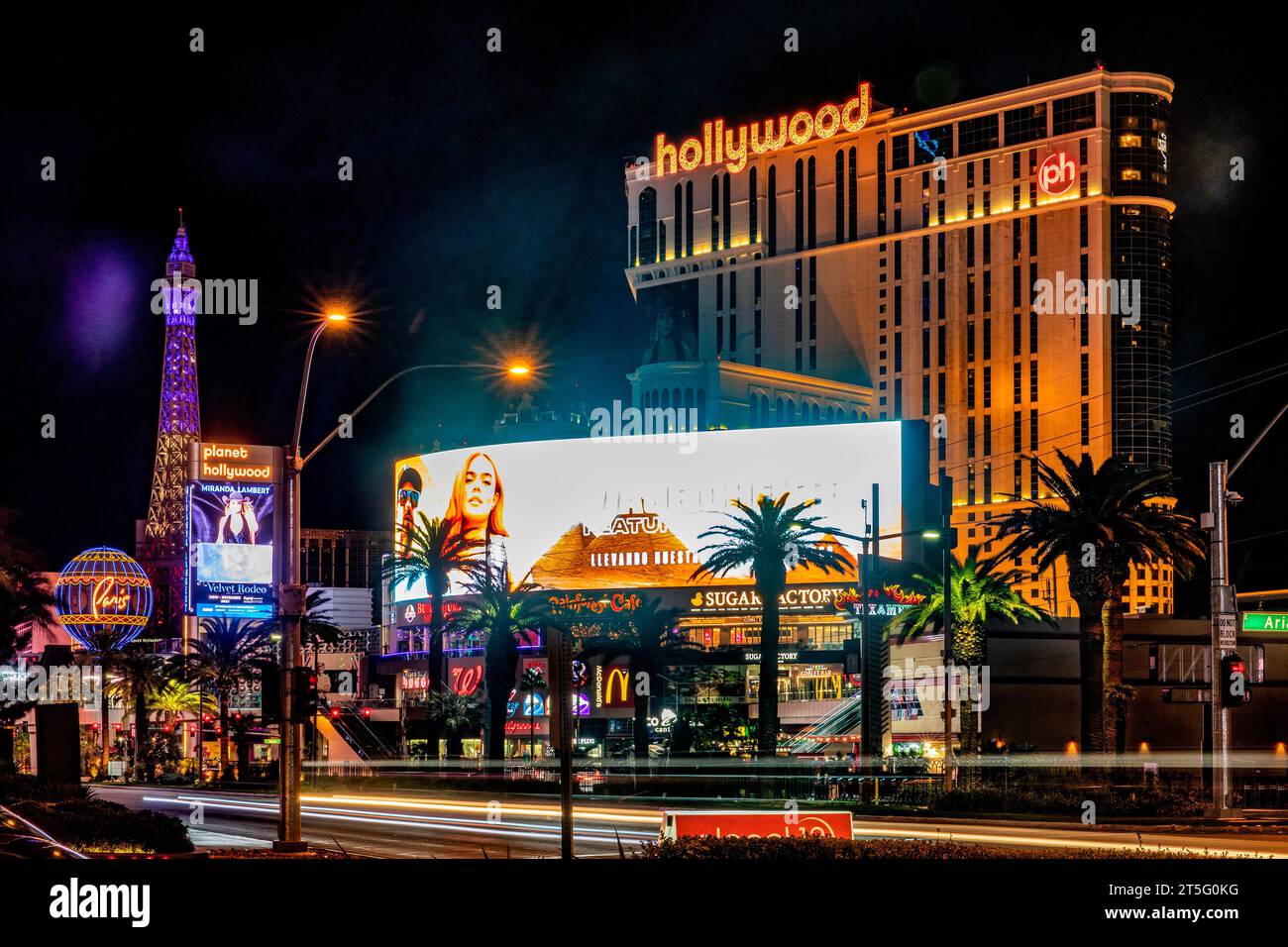 Las Vegas, USA; January 18, 2023: Las Vegas Strip which is the street flooded with hotels, establishments, casinos such as the Paris and the Hollywood Stock Photo