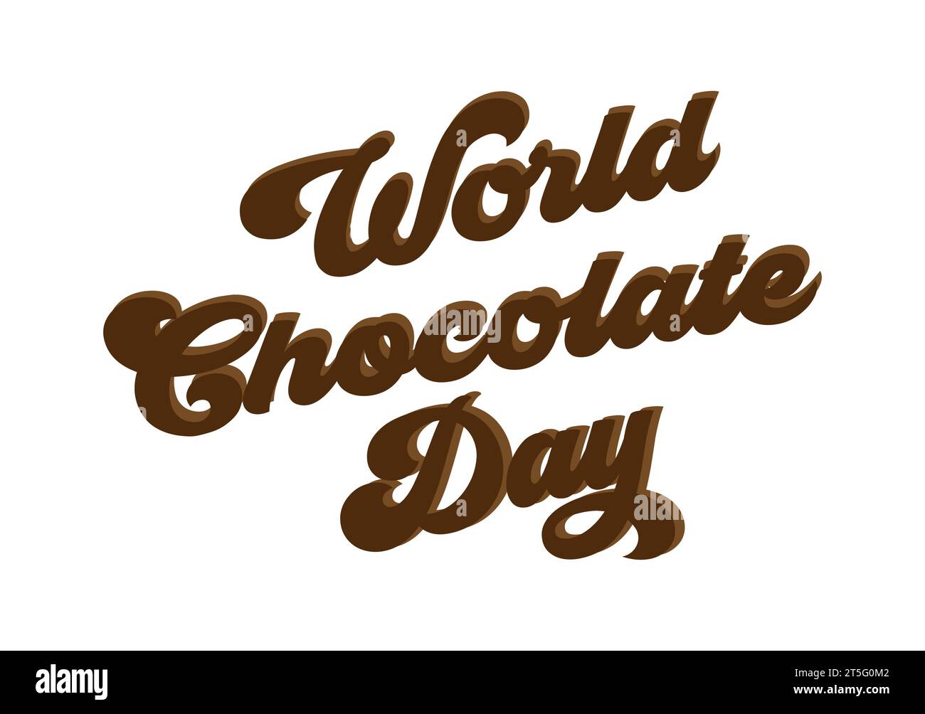 World Chocolate Day Calligraphic Text Illustration Colored With Brown Chocolate Color, Isolated On White Background Stock Vector