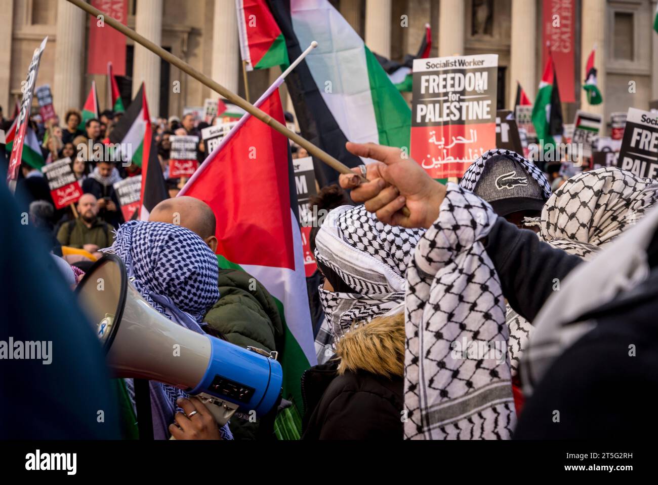 Pro-Palestinian protest in Trafalgar Square, London on 04/11/2023