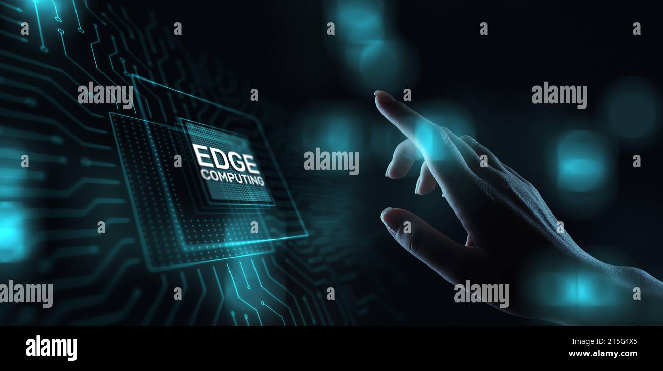 Edge computing modern IT technology on virtual screen concept. Stock Photo