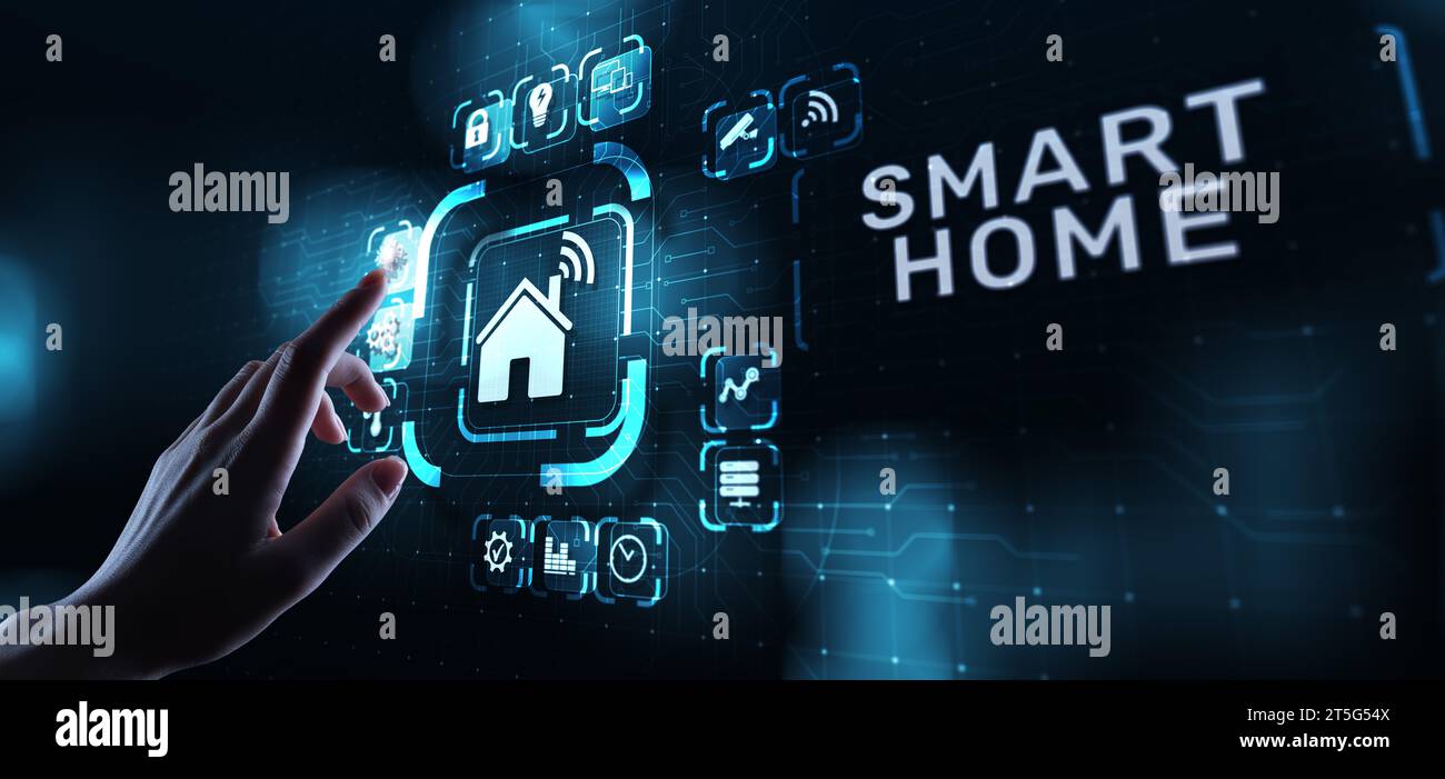 Smart home control panel on virtual screen. IOT and Automation ...